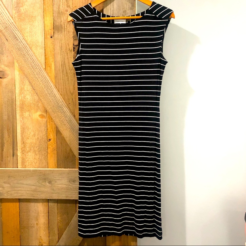 EUC Calvin Klein midi striped dress size 6